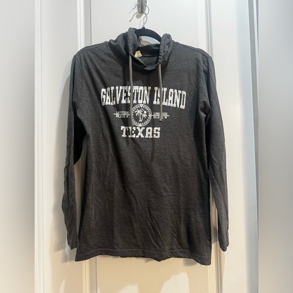 Retro Vision Gray “Galveston Island” Texas Hoodie Medium Pullover Long Sleeve